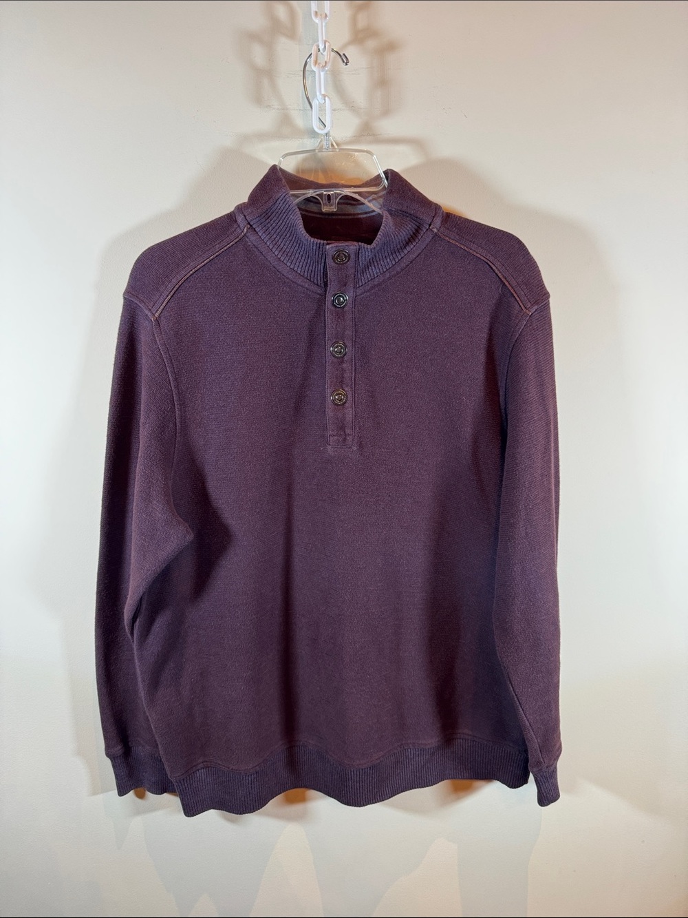 Tommy Bahama Plum Crewneck Henley Sweater
